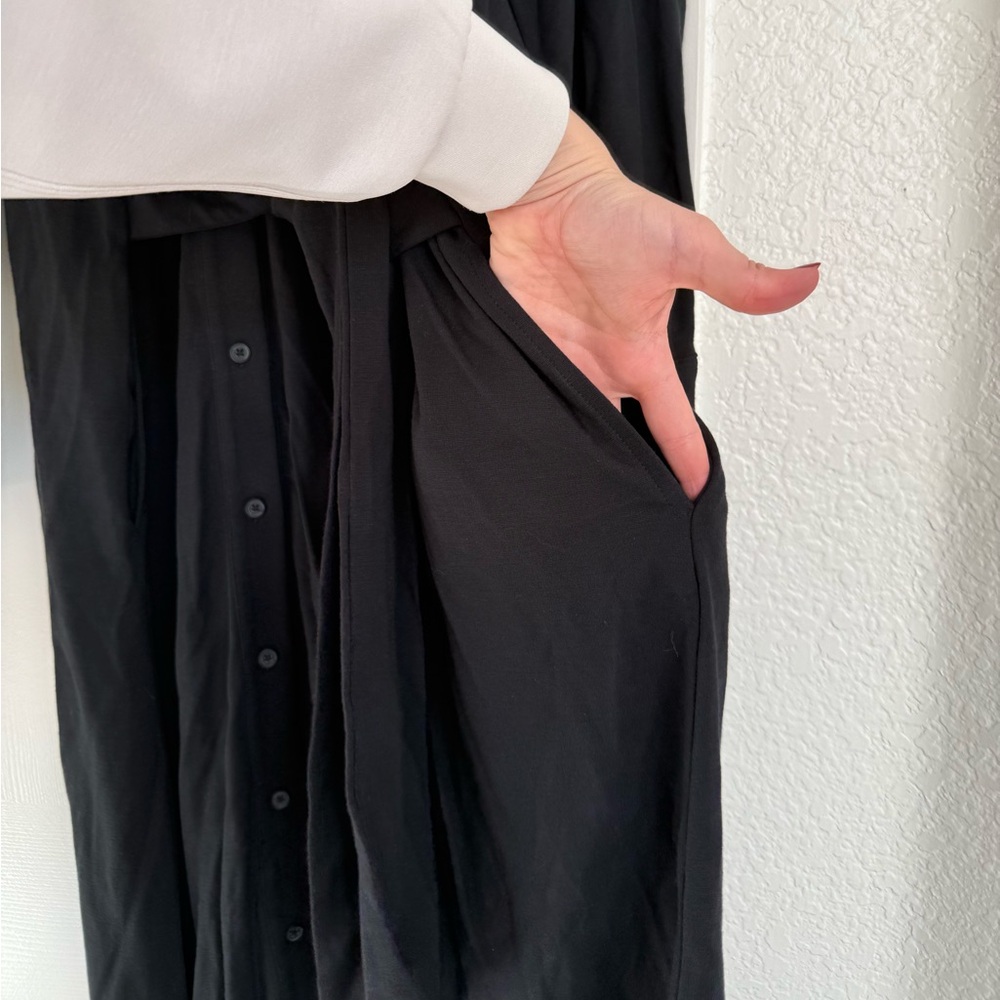 Jason Wu J Jason Wu Regular Draped Shirt Midi Dress Black Size XL Long Sleeve - Picture 5 of 6